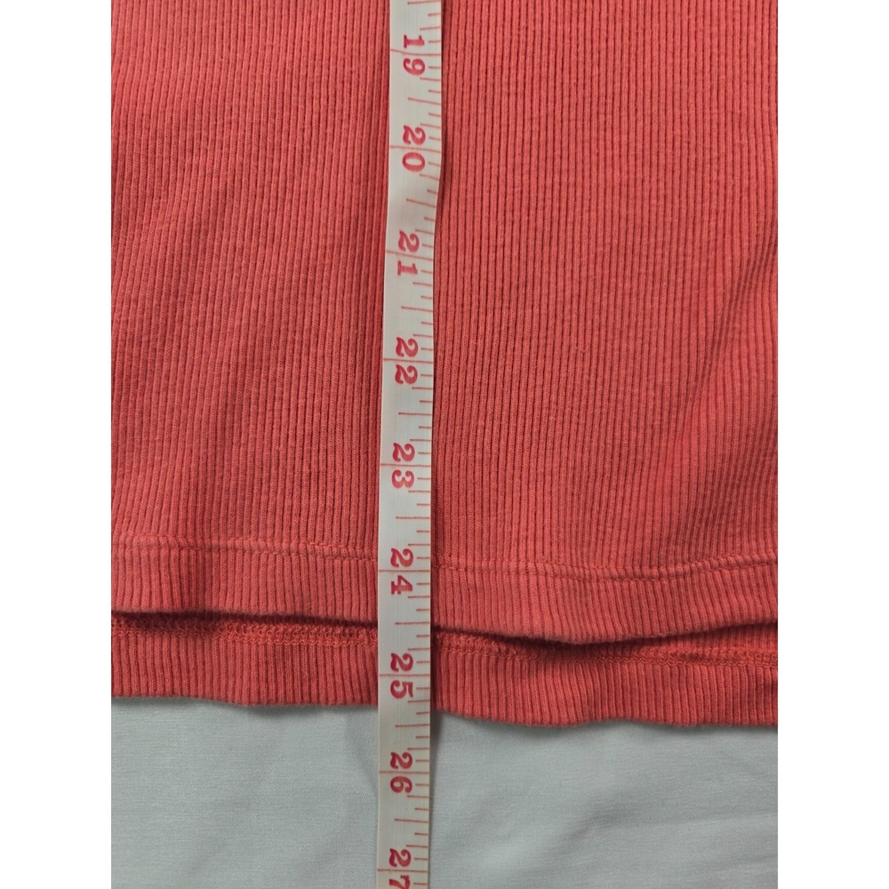 Tommy Hilfiger Global Lace Up Ribbed Henley Top Sz L Coral 3/4 Sleeve - Picture 8 of 14
